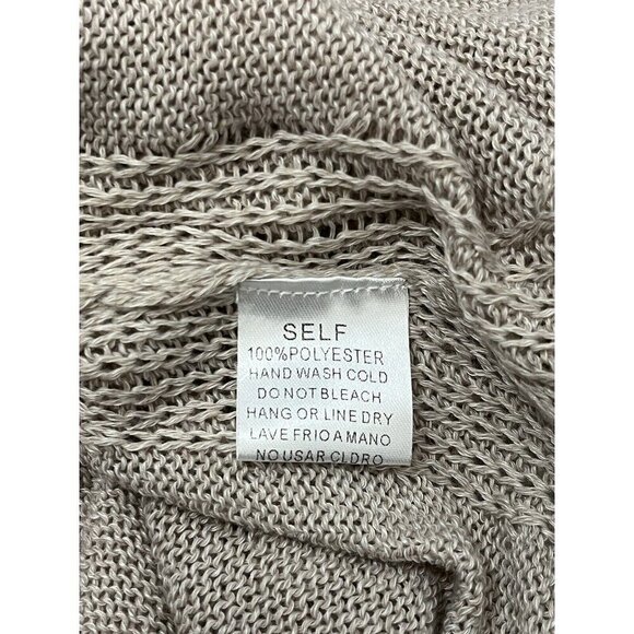 Easel Oversized Knitted Sweater Front Pocket Distressed Hems Size Medium Tan - Picture 8 of 11